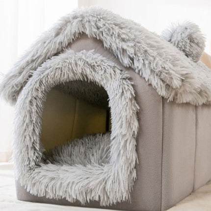 Foldable Dog House Pet Bed – Winter Villa Kennel with Removable Nest, Warm Enclosed Cave for Dogs & Cats