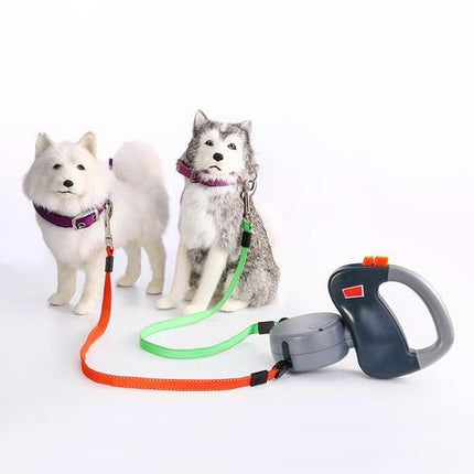 Retractable Dual Pet Dog Walking Leash Automatic Nylon Traction Rope for Dogs