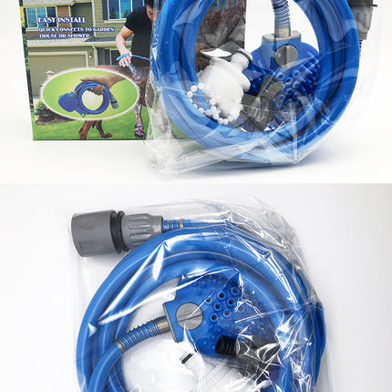 Handheld Dog Bathing Shower Brush with Silicone Massage Nozzle & Hose