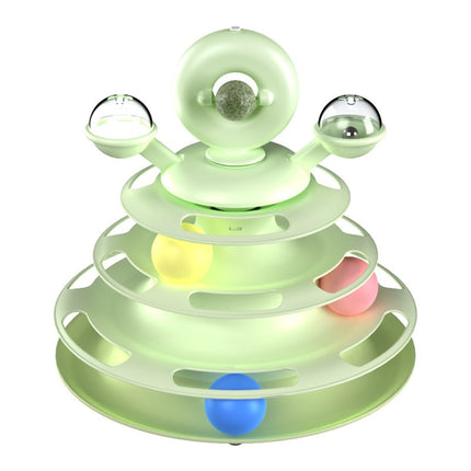 4-Level Cat Toy Tower Turntable Roller Ball Track with Catnip – Interactive Puzzle Training Toy