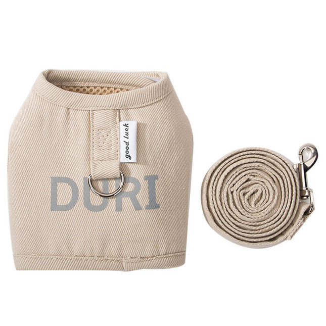 New Woven Fabric Dog Harness and Leash Set – Plaid Puppy Vest for Small & Medium Dogs and Cats