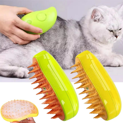3-in-1 Electric Cat Steam Brush & Dog Spray Grooming Comb – Massage Hair Removal Brush