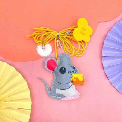 Telescopic Hanging Swing Cat Toy with Feather & Plush Balls | Interactive Self-Play Rope Mouse Toy