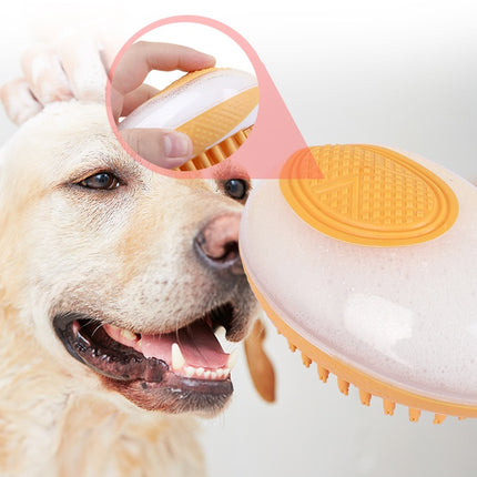 2-in-1 Dog & Cat Bath Brush with Shampoo Dispenser | Soft Silicone Pet SPA Massage & Grooming Brush