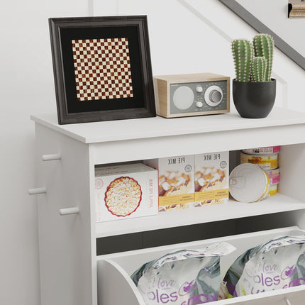 PawHut Pet Feeder Station Storage Cabinet with Raised Stainless Steel Bowls & Hidden Food Storage