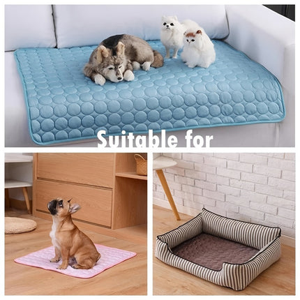 Dog & Cat Cooling Mat Summer Ice Silk Cold Bed – Breathable Pet Cooling Blanket for Small & Large Pets