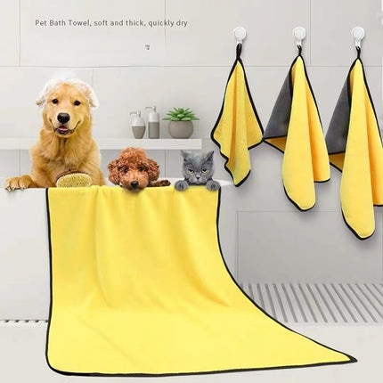 Super Absorbent Microfiber Dog Drying Towel – Quick-Drying Pet Bath Towel for Dogs & Cats (Yellow)