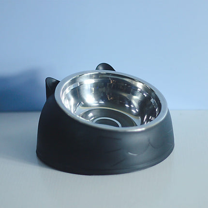 Stainless Steel Cat & Dog Double Bowl with Automatic Water Refill – Oblique Mouth Cervical Protection Pet Feeding Basin