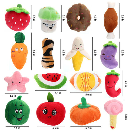 Gooddog Plush Fruit & Cartoon Dog Toys Set – Interactive Chew Toys for Dogs & Cats