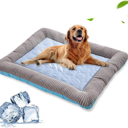 Pet Cooling Pad Bed for Dogs & Cats – Ice Silk Breathable Summer Cooling Mat with Non-Slip Base