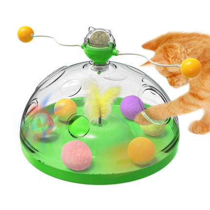 Meows Windmill Interactive Cat Toy with Catnip – Multifunctional Turntable Educational Toy with Luminous Ball