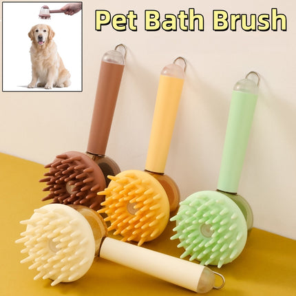 3-in-1 Pet Bath Brush with Shampoo Dispenser | Silicone Massage, Depilation & Foaming Grooming Tool for Dogs & Cats