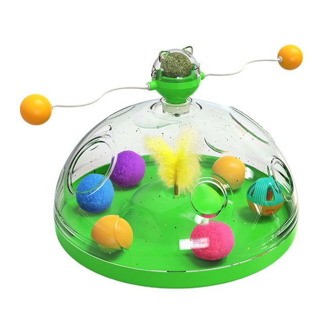 Meows Windmill Interactive Cat Toy with Catnip – Multifunctional Turntable Educational Toy with Luminous Ball