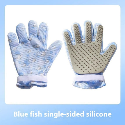 Double-Sided Silicone Cat Petting & Bath Grooming Gloves – Hair Removal Massage Glove (Left & Right Hand)