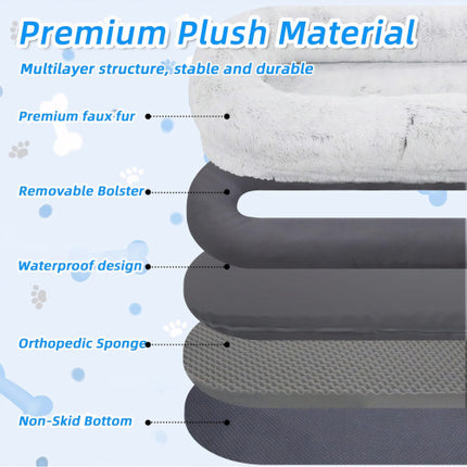 Human Dog Bed – Washable Faux Fur Orthopedic Dog Bed for People & Pets (71"x45"x14", Grey)
