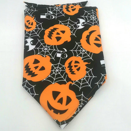 Halloween Pet Bandana Triangle Scarf for Dogs & Cats, Polyester Saliva Towel with Festive Prints