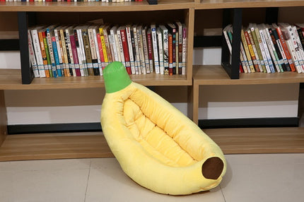 Washable Banana-Shaped Pet Kennel Bed – Soft Plush Banana Nest for Dogs & Cats