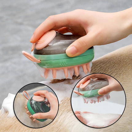 2-in-1 Silicone Pet Bath Brush with Shampoo Dispenser – Dog & Cat Cleaning Massage Grooming Brush