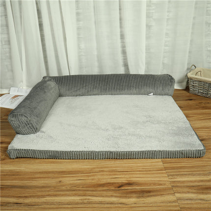 Corduroy Pet Dog Bed – High-Density Sponge Sofa, Non-Slip Soft Couch for Small to Large Dogs