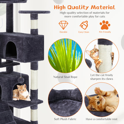 Multi-Functional Cat Treehouse & Climbing Frame with Jingle Ball | Indoor Cat Activity Tower
