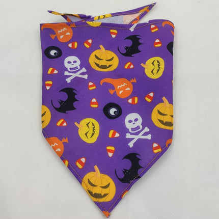 Halloween Pet Bandana Triangle Scarf for Dogs & Cats, Polyester Saliva Towel with Festive Prints