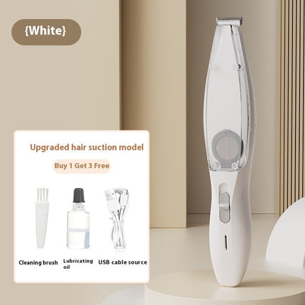 USB Rechargeable Pet Hair Suction Shaver with Vacuum Cleaner, Low Noise Grooming Trimmer for Cats & Dogs