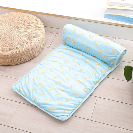 Cool Dog Mat Summer Pet Blanket – Ice Silk Breathable Cooling Mat with Pillow for Dogs & Cats