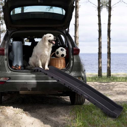 Foldable Portable Dog Car Ramp – Heavy-Duty Pet Ladder for SUV, Truck & Bikes (Black)