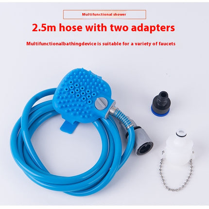 Handheld Dog Bathing Shower Brush with Silicone Massage Nozzle & Hose