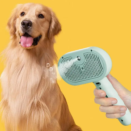 Pet Spray Hair Comb with One-Click Hair Removal – Water Mist Grooming & Massage Brush