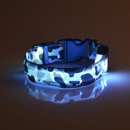 Camouflage LED Luminous Dog Collar – Night Safety Flashing Pet Collar with Adjustable Light Modes