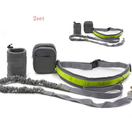 Adjustable Hands-Free Dog Running Leash with Waist Belt – Nylon Retractable Traction Set