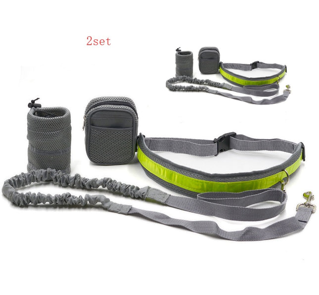 Adjustable Hands-Free Dog Running Leash with Waist Belt – Nylon Retractable Traction Set