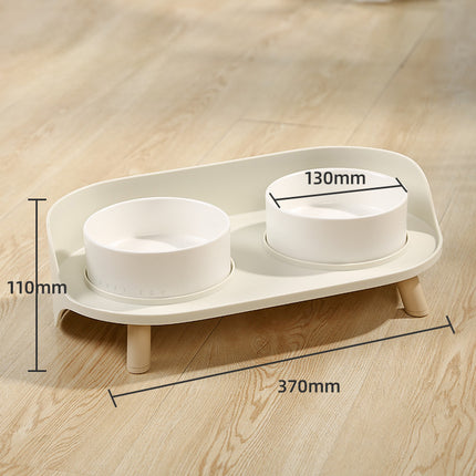 Tilted Double Pet Bowl with Raised Stand – Cervical Protection Cat & Dog Food and Water Feeder