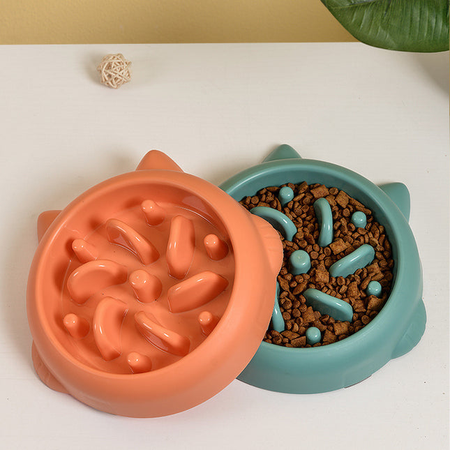 Pet Dog & Cat Slow Feeder Bowl – Anti-Choking Anti-Gulping Interactive Feeding Dish