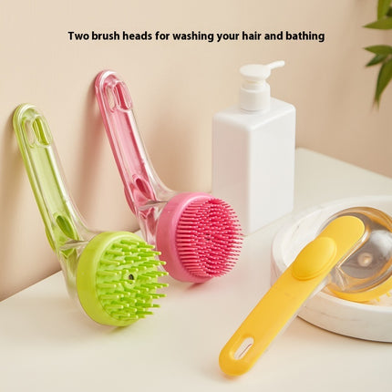 Long Handle Pet Bath Brush with Shampoo Dispenser | Soft Silicone Grooming & Cleaning Brush for Dogs & Cats