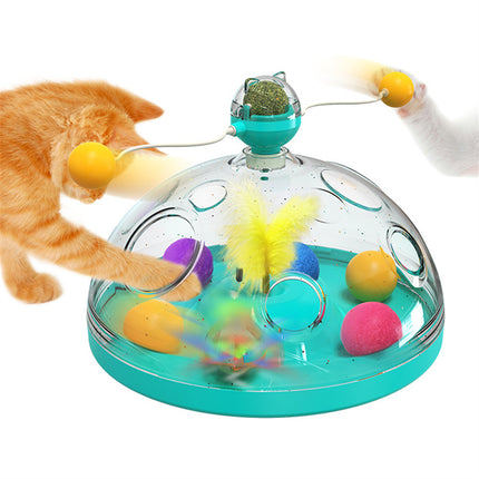 Meows Windmill Interactive Cat Toy with Catnip – Multifunctional Turntable Educational Toy with Luminous Ball