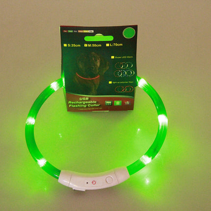 Pet Flashing LED Collar USB Rechargeable Glowing Safety Necklace for Night Walking Dogs