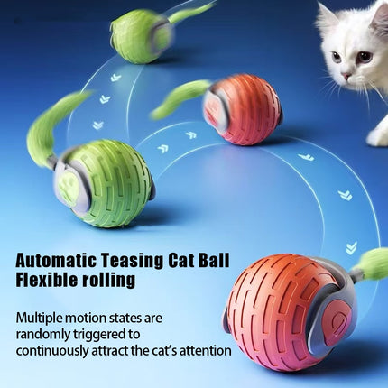 Smart Interactive Cat Toy Ball – USB Rechargeable Automatic Rolling Teaser with Adjustable Speed