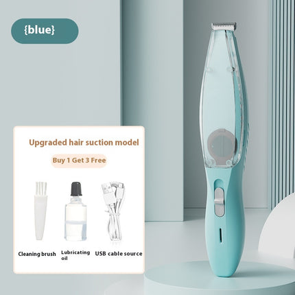USB Rechargeable Pet Hair Suction Shaver with Vacuum Cleaner, Low Noise Grooming Trimmer for Cats & Dogs