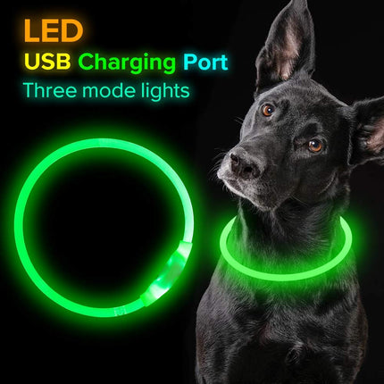 Pet Flashing LED Collar USB Rechargeable Glowing Safety Necklace for Night Walking Dogs