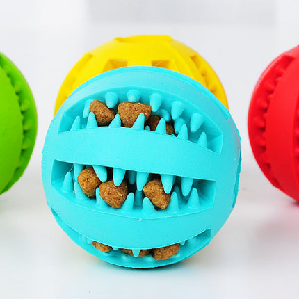 Pet Slow Feeder Dog Toy Rubber Treat Ball – Interactive Chew & Dental Cleaning Toy