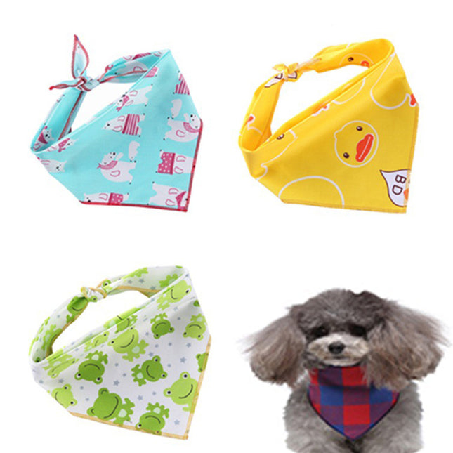 Adjustable Cotton Pet Dog Bandana | Soft Check Neckerchief Triangle Scarf for Small, Medium & Large Dogs and Cats