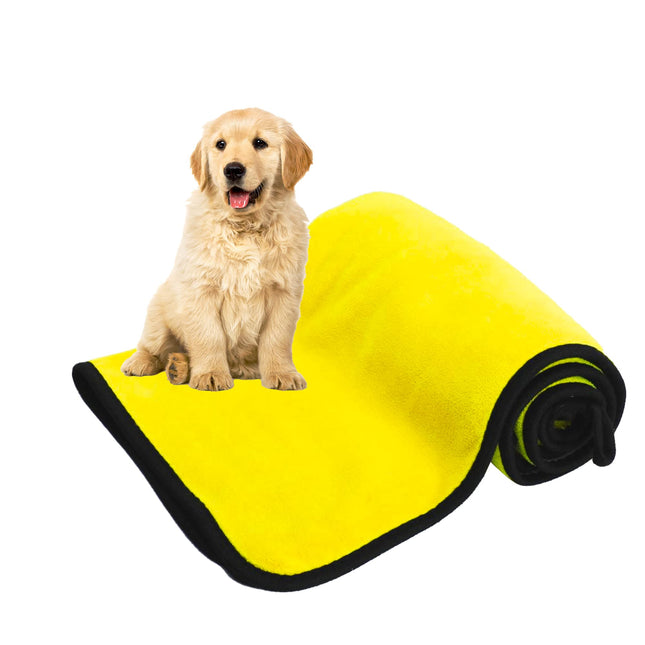 Super Absorbent Microfiber Dog Drying Towel – Quick-Drying Pet Bath Towel for Dogs & Cats (Yellow)