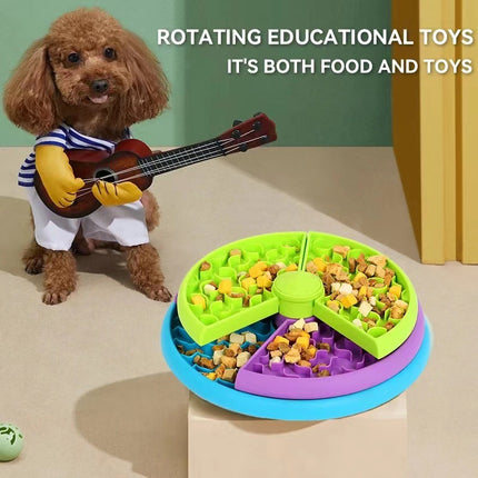 3-Layer Rotating Slow Food Bowl Puzzle Feeder for Dogs & Cats – Anti-Choking Interactive Pet Feeding Toy