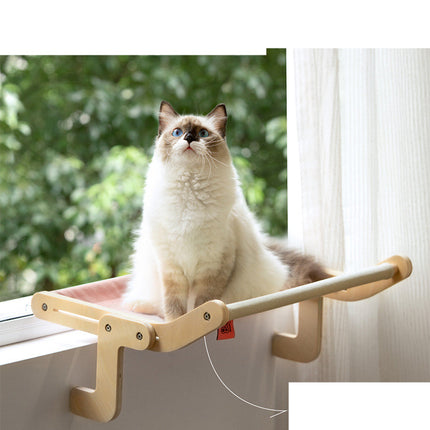 Cat Hanging Window Bed Wooden Balcony Hammock – Wall & Window Mounted Cat Bed