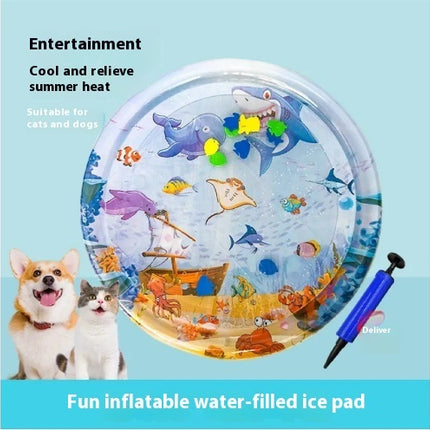 Summer Cooling Pet Water Bed Cushion Ice Pad – Inflatable Square Cooling Mat for Cats