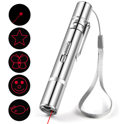USB Rechargeable Laser Pointer Cat Toy with 5 Light Modes – Stainless Steel Interactive Pet Training Toy