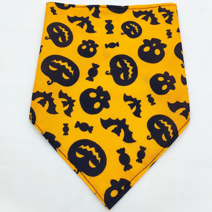 Halloween Pet Bandana Triangle Scarf for Dogs & Cats, Polyester Saliva Towel with Festive Prints