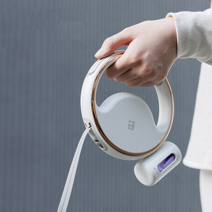 Automatic Lighting Retractable Dog Leash with LED Night Light, One-Button Auto Retraction, and Waste Bag Storage Box